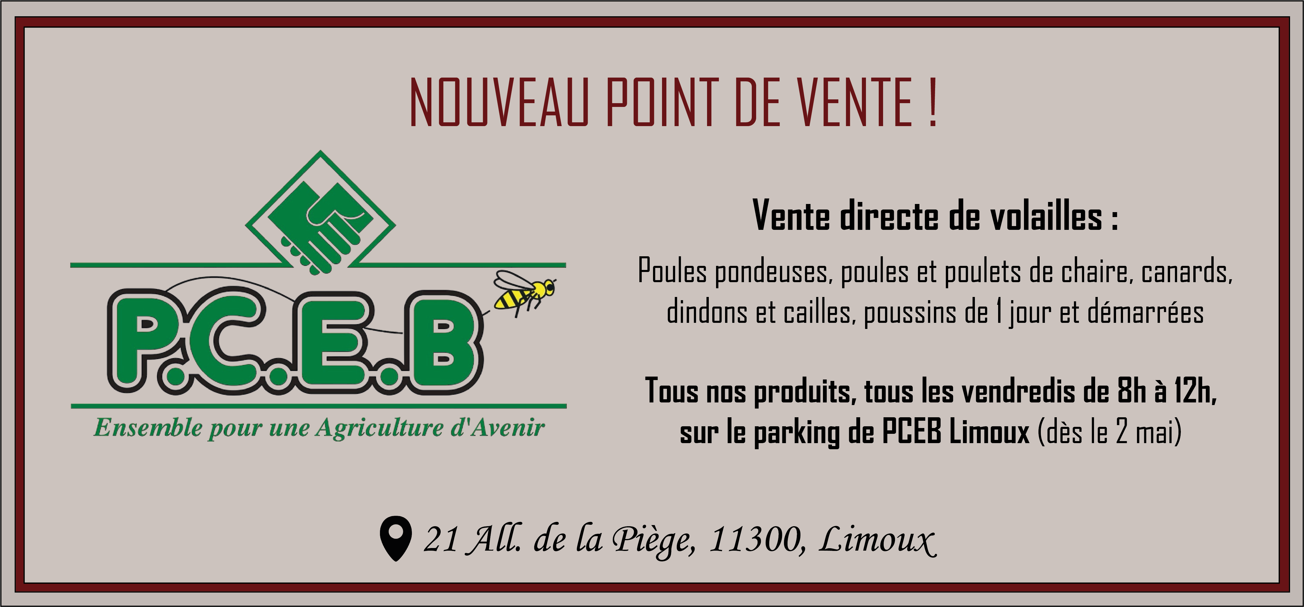 Point de Vente sur le parking de PCEB Limoux